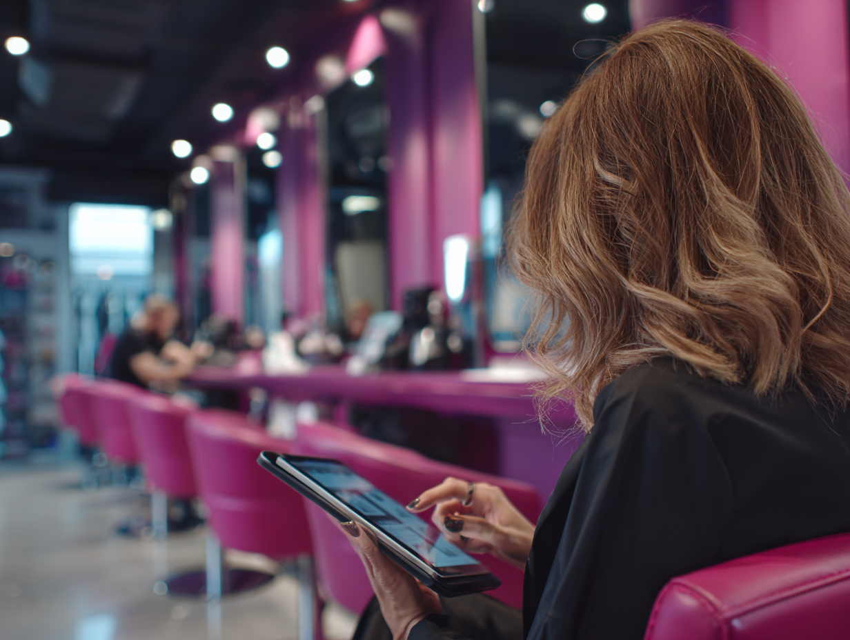 Professional salon queue management with organized waiting system